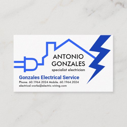 Blue Electrical Circuit Lightning Power Business Card