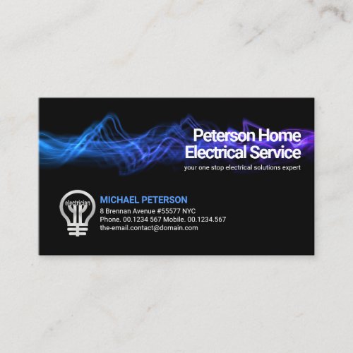 Blue Electrical Lightning Bolt Electrician Service Business Card