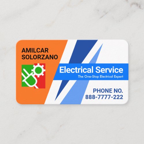 Blue Electrical Lightning Power Business Card