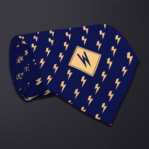 Blue Electrician Lightning Bolt Neck Tie