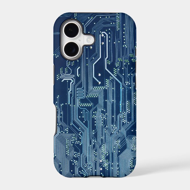 blue electronic circuit board computer pattern iphone case (Back)