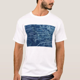blue electronic circuit board computer pattern T-Shirt