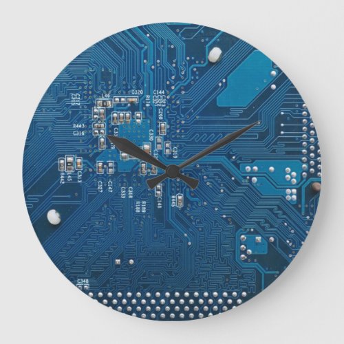 blue electronic circuit board large clock