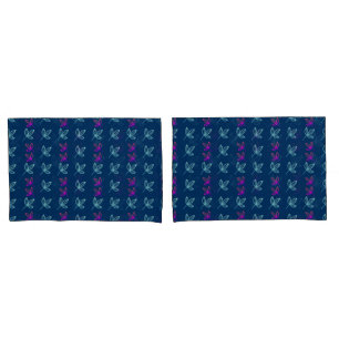 Blue Elegan Green&Pink Leaves Pillow Case