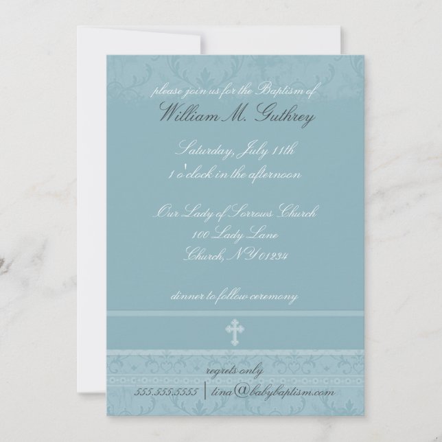 Blue Elegance Baptism Invitations (Front)
