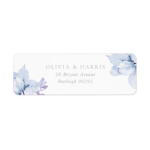 Blue Elegance Floral Wedding Return Address Label