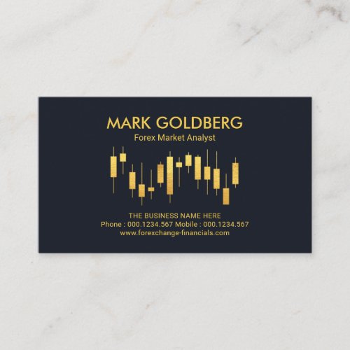 Blue Elegance Gold Graph Forex Dealer Business Card