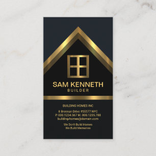 Blue Elegance Gold Home Roof Builder Construction Business Card