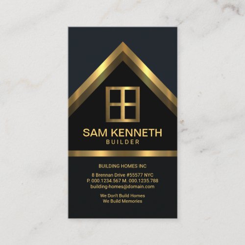 Blue Elegance Gold Home Roof Builder Construction Business Card