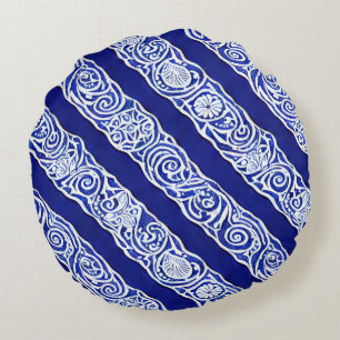 Blue Elegance Round Pillow