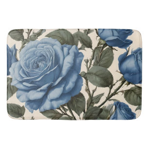 Blue Elegance: Vintage Provincial Roses in Bloom Bath Mat
