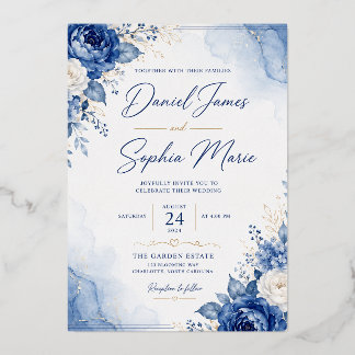 Blue Elegance Wedding Invitation | Daniel & Sophia Foil Invitation