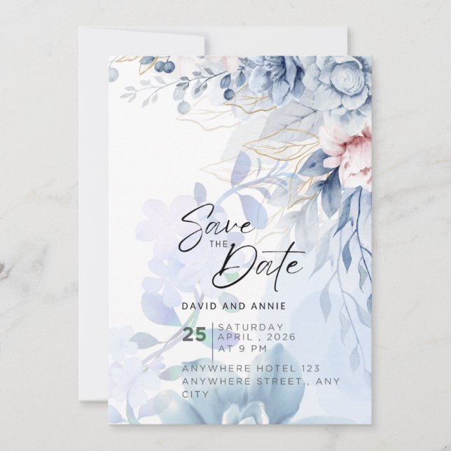 Blue Elegance Wedding Series Invitation (Front)