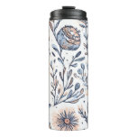 Blue Elegant Aesthetic Floral Thermal Tumbler