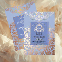 Blue Elegant Artdeco Diamond Monogram Wedding