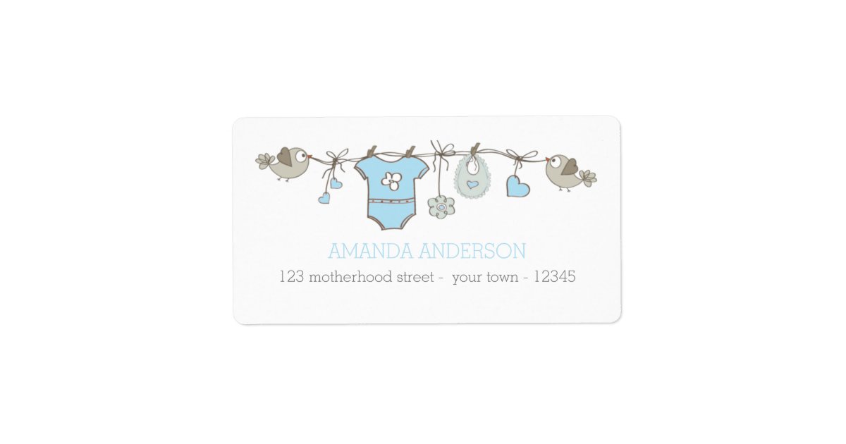 Blue Elegant Baby Boy Clothes Announcement Label Zazzle Com