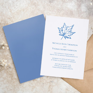 Blue Elegant Botanical Leaves Wedding Invitation