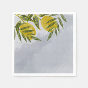 Blue Elegant Botanical Lemon Napkins