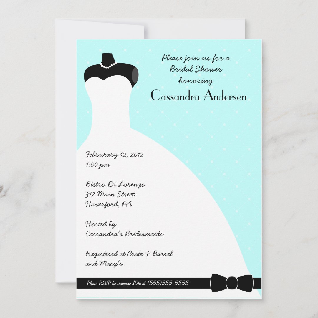 Blue Elegant Bridal Shower Invitation Zazzle