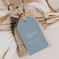 Blue Elegant Calligraphy Baptism Thank You Favor