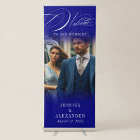 Blue Elegant Calligraphy Wedding Photo Welcome