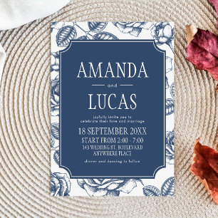 Blue Elegant Chinoiserie Wedding Invitation