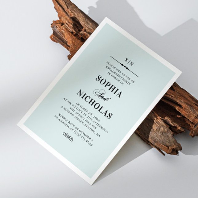 Blue elegant classic formal engagement party invitation (Creator Uploaded)