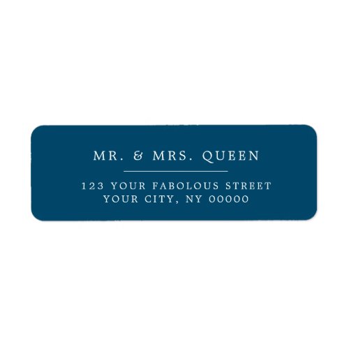 Blue Elegant Classic Simple Return Address Label