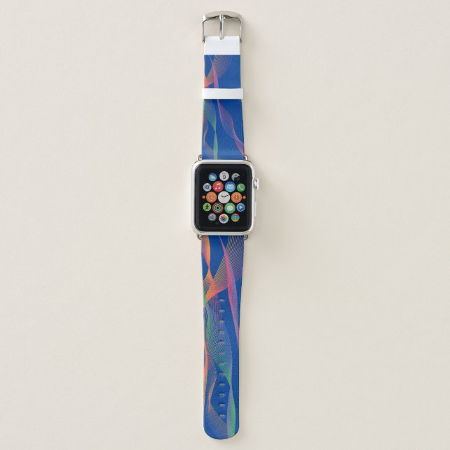 Blue elegant colorful wavy  apple watch band (Front)