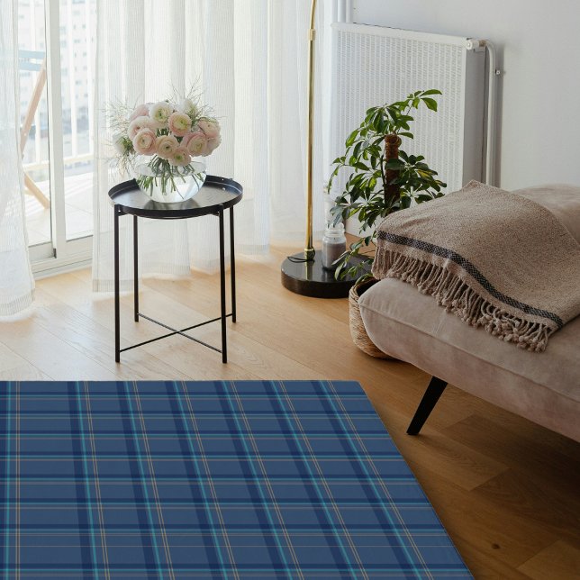 Blue Elegant Country Farmhouse Check Plaid Area Rug (Blue Elegant Country Farmhouse Check Plaid Area Rug)
