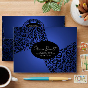 Blue Elegant Damask Pattern Envelope