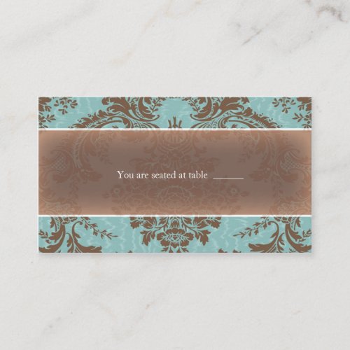 Blue elegant damask place card business cards