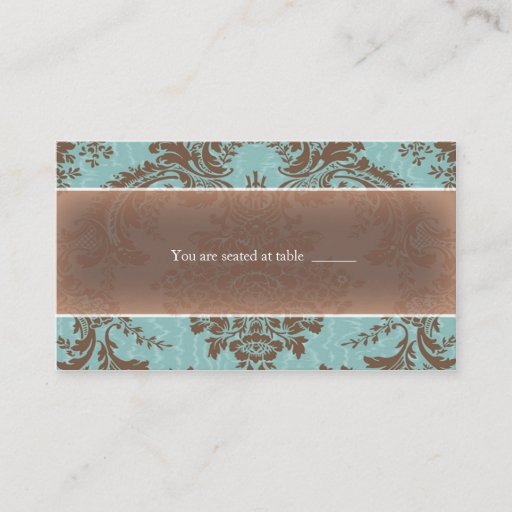 Customizable Blue elegant damask place card business cards