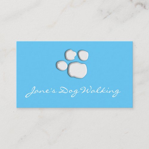 Blue Elegant Dog Walking Paw Print Business Card