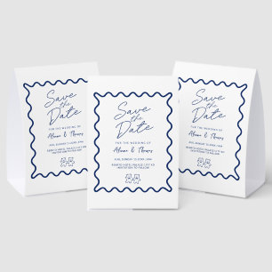 Blue elegant doodle frame Save the date  Paper Table Tent