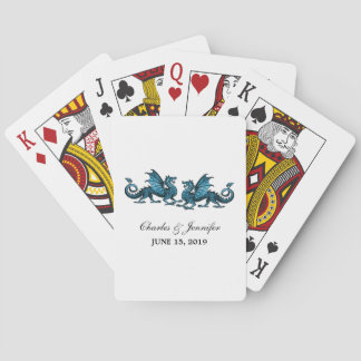 Blue Elegant Dragons Playing Cards