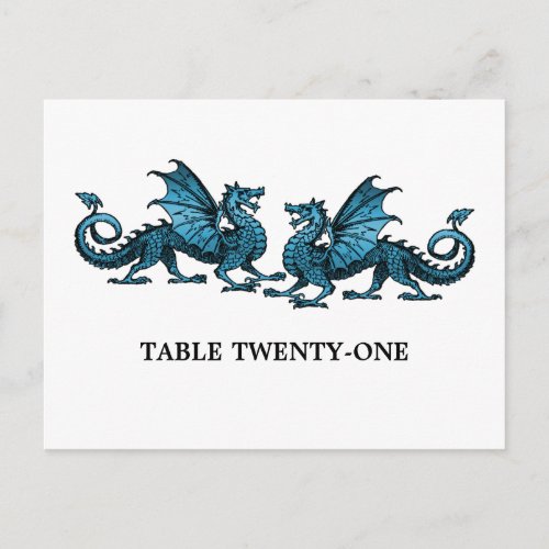 Blue Elegant Dragons Table Number Postcard