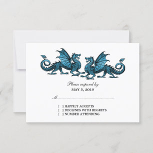 Blue Elegant Dragons Wedding Response Card