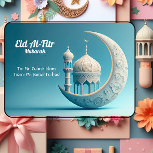 Blue Elegant Eid Al-Fitr Greeting Card
