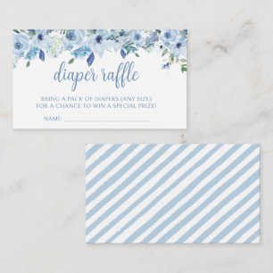 Blue elegant floral baby boy shower diaper raffle enclosure card