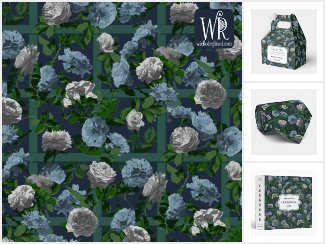 Blue Elegant Floral Roses  