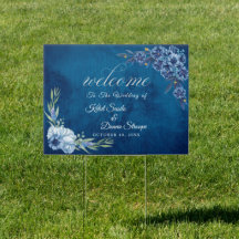 Blue Elegant floral summer wedding Welcome