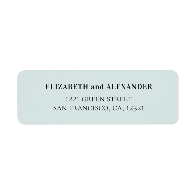 Blue elegant formal wedding. Simple modern address Label (Front)
