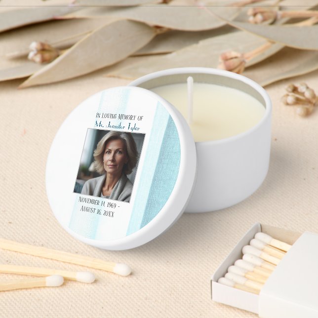 Blue Elegant Funeral Memorial Mini Candle Favors (Insitu)