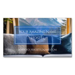 Blue Elegant Hostel Photo Stylish Luxury Delicate Business Card Magnet