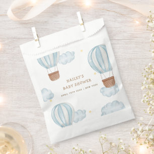 Blue Elegant Hot Air Balloon Cloud Boy Baby Shower Favor Bag