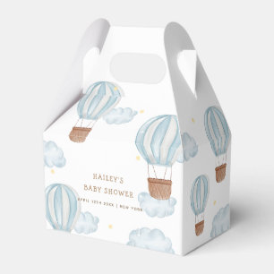 Blue Elegant Hot Air Balloon Cloud Boy Baby Shower Favor Boxes