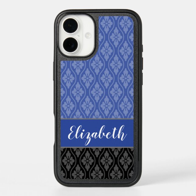 Blue Elegant Japanese Tatewaku Pattern Otterbox iPhone Case (Back)