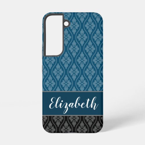 Blue Elegant Japanese Tatewaku Pattern Samsung Galaxy S22 Case