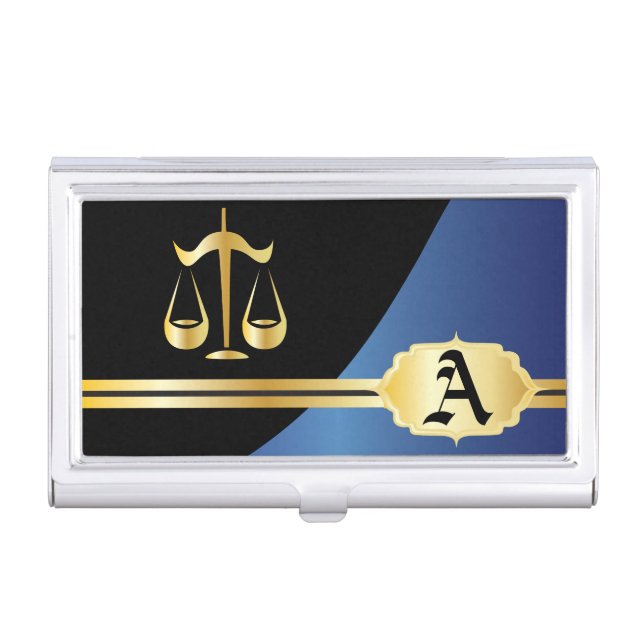 Blue Elegant Lawyer Design Case For Business Cards (Front)